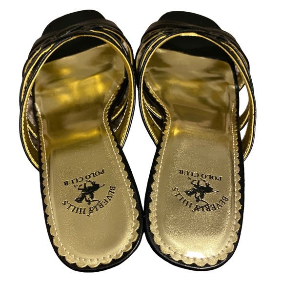 BEVERLY HILLS POLO CLUB | BLACK SLIDE HEELS SZ - Picture 3 of 9